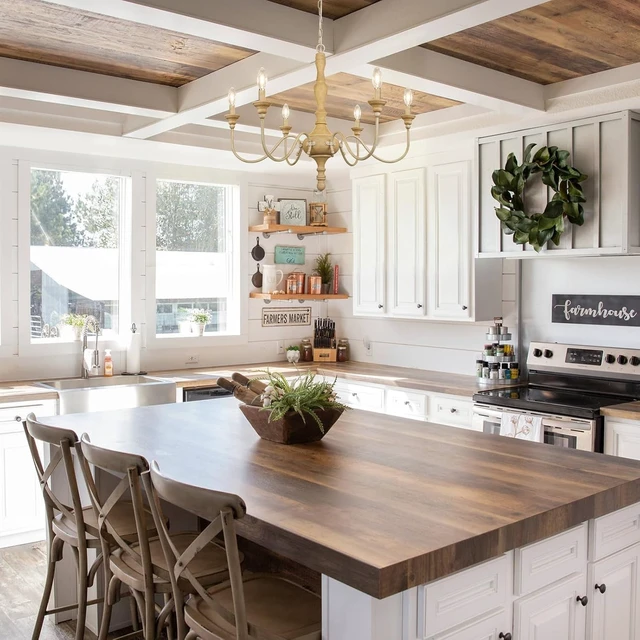 Alt view image 4 of 7 - Farmhouse Chandelier for Ding Room Distressed White Light Fixture