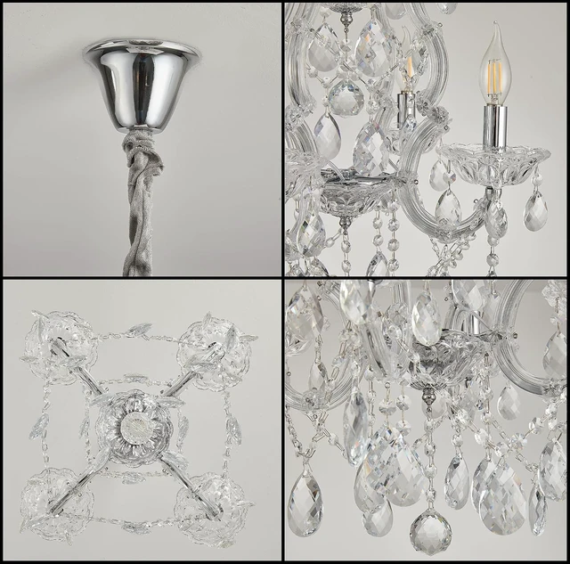 Alt view image 7 of 7 - Modern Crystal Chandelier Light Fixtures 4-Light, K9 Clear Crystal Pendant Ceiling Light Fixture for Kitchen Island,Dinning Room, Bedroom,Hallway,Bathroom (4 Lights)