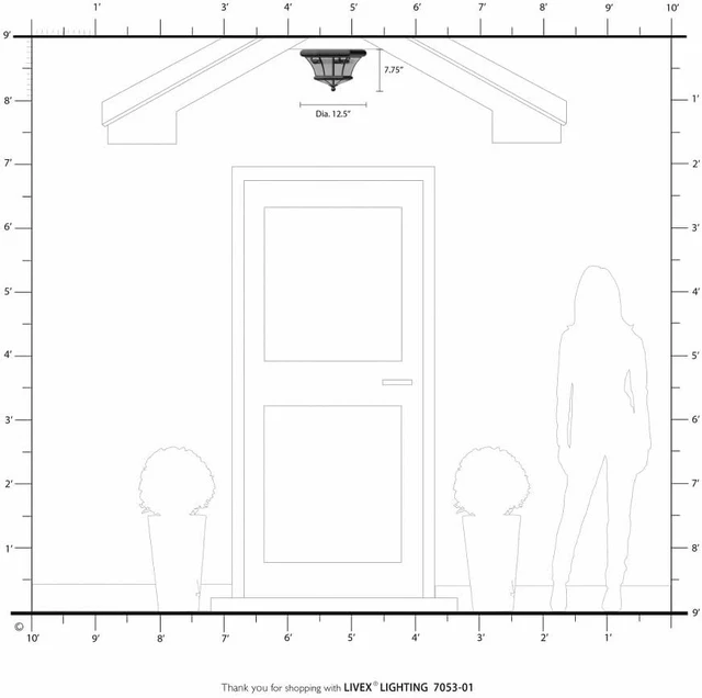 Alt view image 6 of 7 - Livex Lighting 7053-04 Monterey Light Outdoor/Indoor Black Finish Solid Brass Flush Mount with Clear Beveled Glass