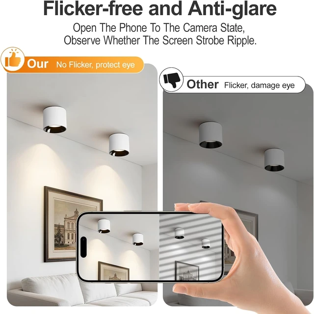 Alt view image 2 of 7 - Flush Mount Ceiling Light Fixture, 20W 4.7'' LED White Cylinder Lights