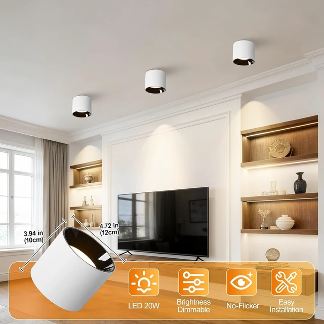 Alt view image 4 of 7 - Flush Mount Ceiling Light Fixture, 20W 4.7'' LED White Cylinder Lights