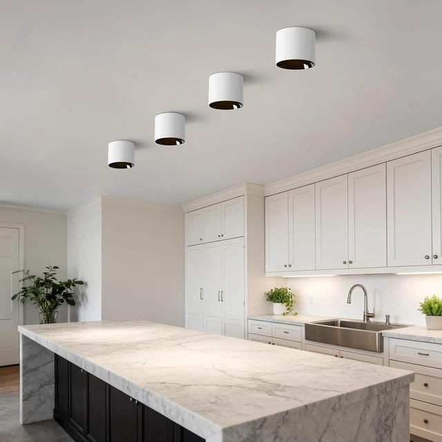 Alt view image 5 of 7 - Flush Mount Ceiling Light Fixture, 20W 4.7'' LED White Cylinder Lights