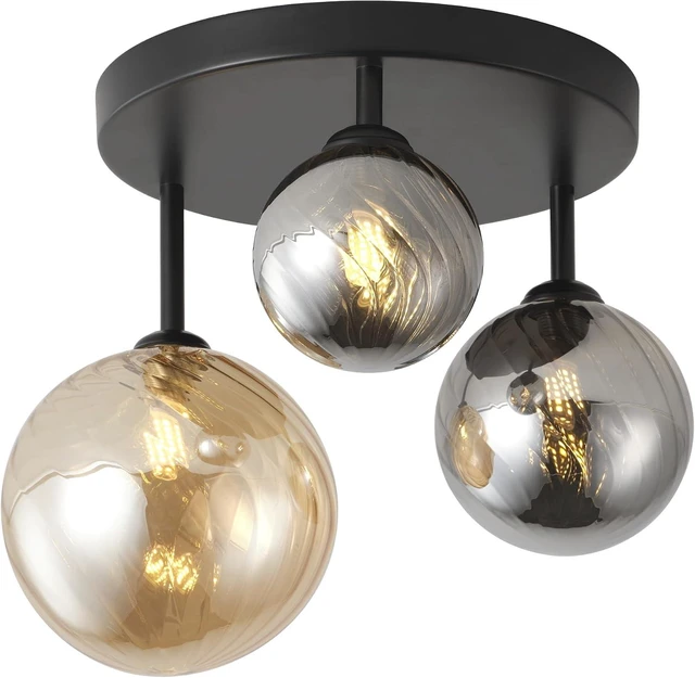 Main image of ANYLOVE Modern Chandelier 3-Light Industrial Ceiling Lights Fixture 12" Black Semi Flush Mount Ceiling Light with G9 Base Lights Fixture for Dining Room Bedroom Foyer Hallway Living Room