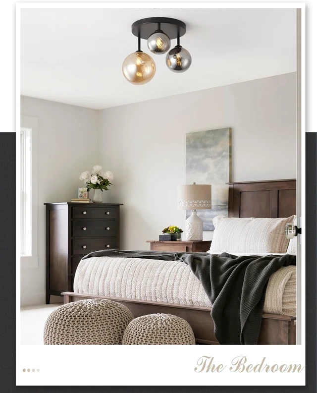 Alt view image 7 of 7 - ANYLOVE Modern Chandelier 3-Light Industrial Ceiling Lights Fixture 12" Black Semi Flush Mount Ceiling Light with G9 Base Lights Fixture for Dining Room Bedroom Foyer Hallway Living Room