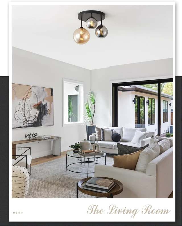 Alt view image 6 of 7 - ANYLOVE Modern Chandelier 3-Light Industrial Ceiling Lights Fixture 12" Black Semi Flush Mount Ceiling Light with G9 Base Lights Fixture for Dining Room Bedroom Foyer Hallway Living Room
