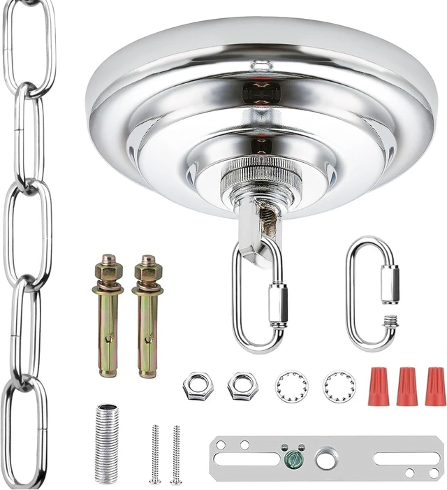 Main image of 6 Inch Light Canopy Kit with 6 Feet Hanging Chain, Heavy Duty, Replacement Cover Plate for Chandelier, Pendant Light, Swag Light, Ceiling Fan, Flower Basket or DIY Projects (Chrome)
