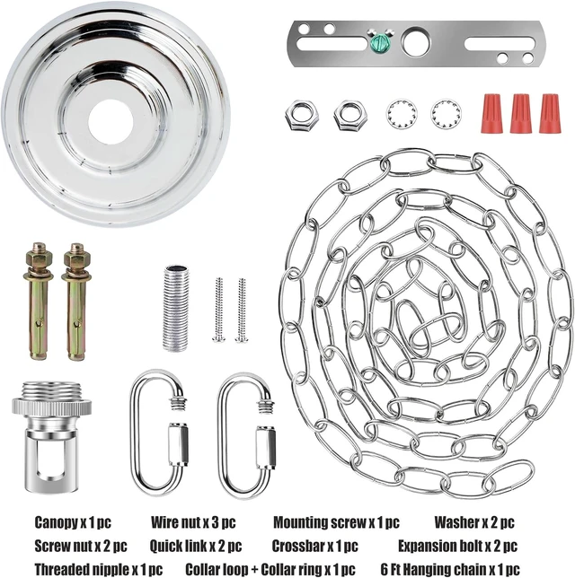Alt view image 3 of 7 - 6 Inch Light Canopy Kit with 6 Feet Hanging Chain, Heavy Duty, Replacement Cover Plate for Chandelier, Pendant Light, Swag Light, Ceiling Fan, Flower Basket or DIY Projects (Chrome)