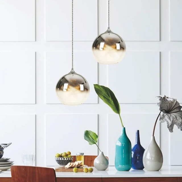 Alt view image 6 of 7 - Modern Battery Operated Pendant Light,Battery Ceiling Light with Rechargeable Bulbs Remote Control 9 Colors Modes Dimmable Kitchen Island Bedroom Dining Room(Chrome)