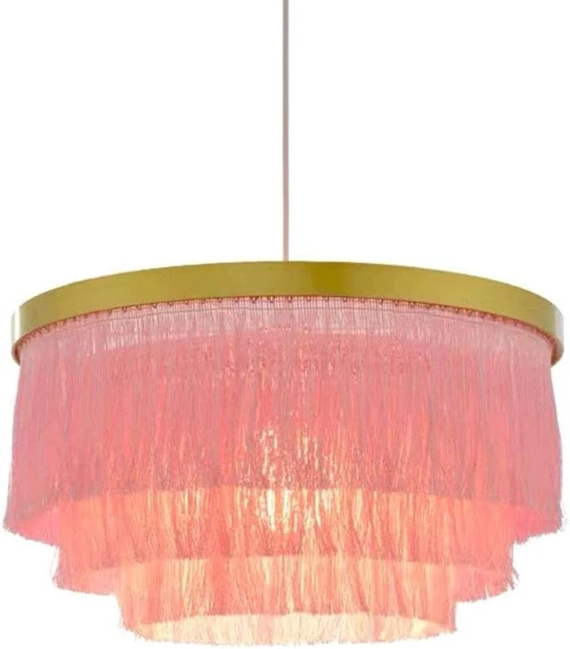 Alt view image 7 of 7 - Romantic Tassel Pendant Lighting Chandeliers Creative Modern Ceiling Lights 3 Tiers in Pink