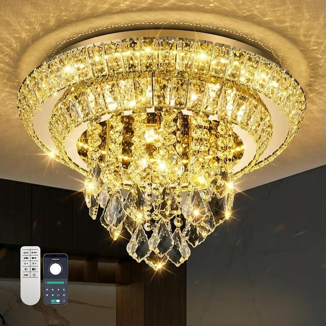 Main image of Crystal Light Fixtures Ceiling Mount Gold Chandelier for Dining Room