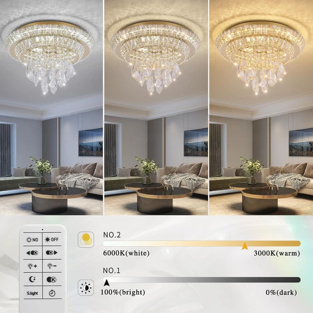 Alt view image 3 of 7 - Crystal Light Fixtures Ceiling Mount Gold Chandelier for Dining Room
