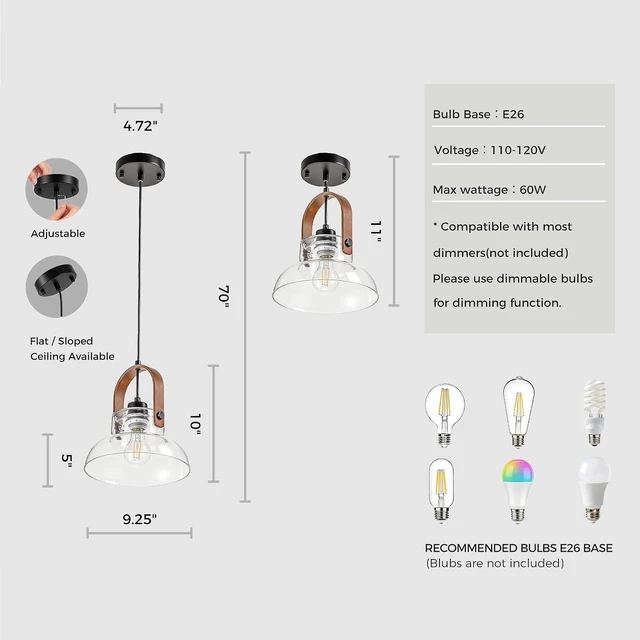 Alt view image 5 of 7 - ocioc Pendant Lights Kitchen Island, Hanging Light for Kitch Lighting