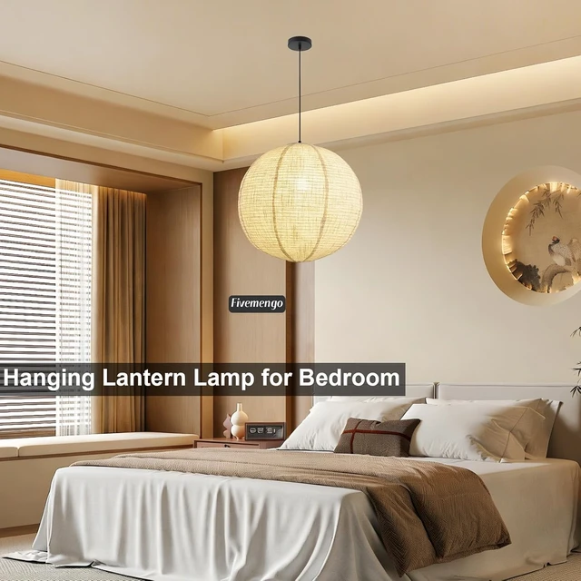 Alt view image 4 of 7 - Linen Pendant Light Kit Lantern Pendant Light, 20in Off-White