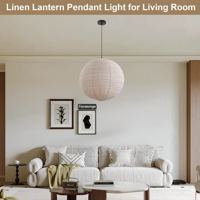 Alt view image 5 of 7 - Linen Pendant Light Kit Lantern Pendant Light, 20in Off-White