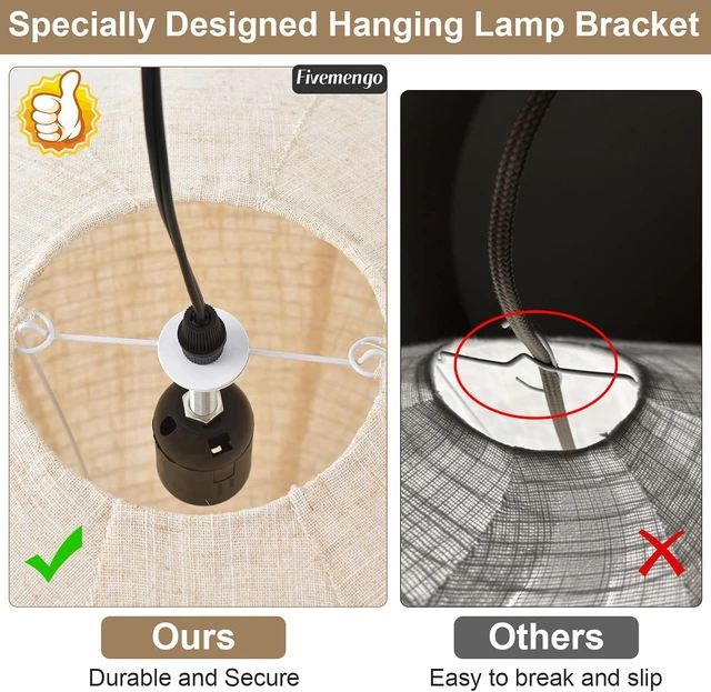 Alt view image 6 of 7 - Linen Pendant Light Kit Lantern Pendant Light, 20in Off-White
