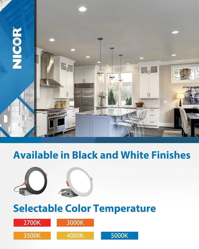 Alt view image 6 of 7 - NICOR Lighting Recessed Light Fixtures - IXE 6-in Canless LED Downlight - Dimmable LED Ceiling Light with Edge-Lit Technology - White, 12 Packs
