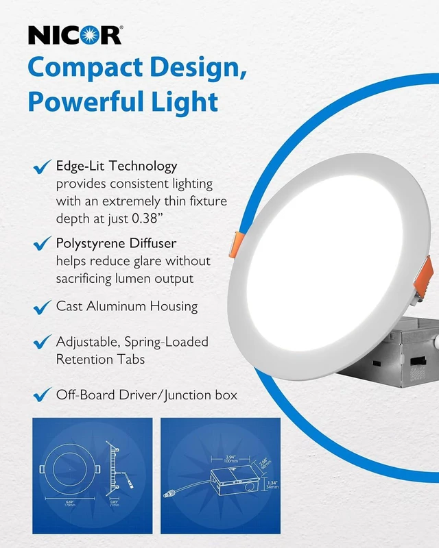 Alt view image 4 of 7 - NICOR Lighting Recessed Light Fixtures - IXE 6-in Canless LED Downlight - Dimmable LED Ceiling Light with Edge-Lit Technology - White, 12 Packs