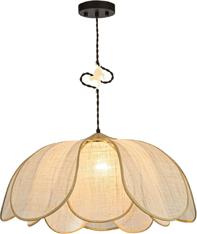 Main image of Boho Light Fixture, 25.6" Hand Woven Rattan Chandelier, Boho Chandelier with Brass Cat Hook for Dining Room, Living Room, Kitchen, Bedroom and Restaurant