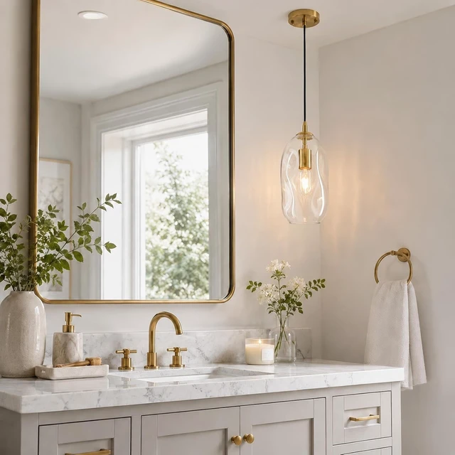 Alt view image 7 of 7 - Glass Pendant Lights Kitchen Island Modern Gold Organic Clear Glass Light