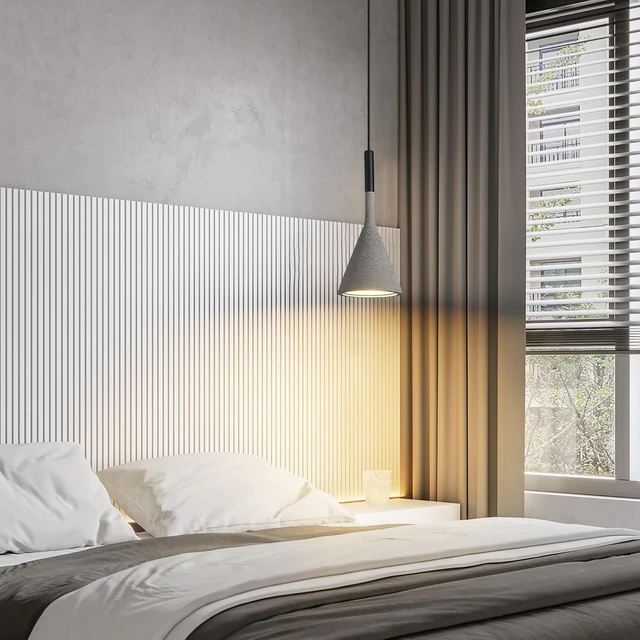 Alt view image 6 of 7 - Farmhouse Black Pendant Light Fixtures 1-Light Concrete Industrial Kitchen Island Pendant Lighting for Dining Room Bedroom Hallway Pendant Ceiling Lamp