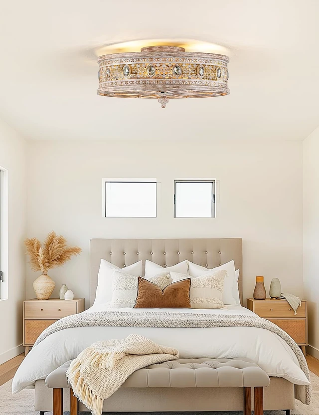 Alt view image 7 of 7 - Farmhouse Chandelier Ceiling Fan with Light, Rustic Cottage Caged Fandelier