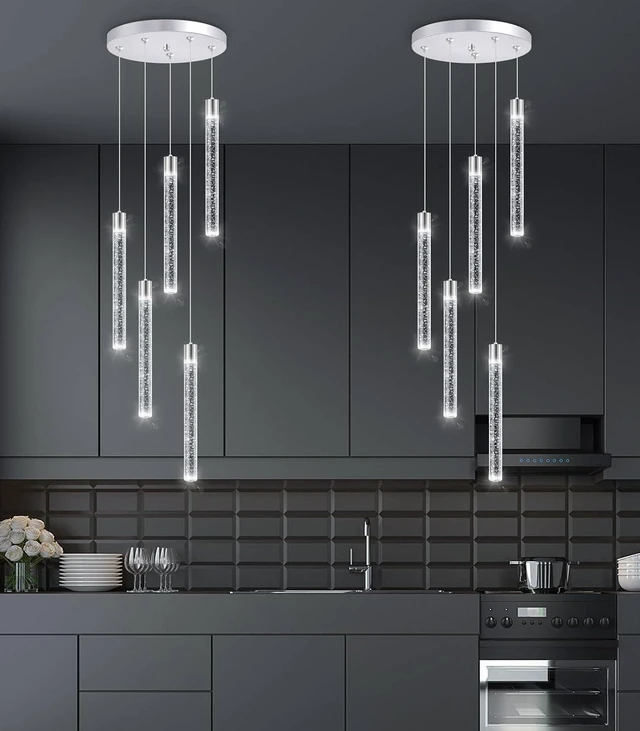 Main image of 5-Lights Modern Crystal Chandelier for Dining Room LED Pendant Lights Kitchen Island Lighting Dimmable Ceiling Hanging 3000K-6000K