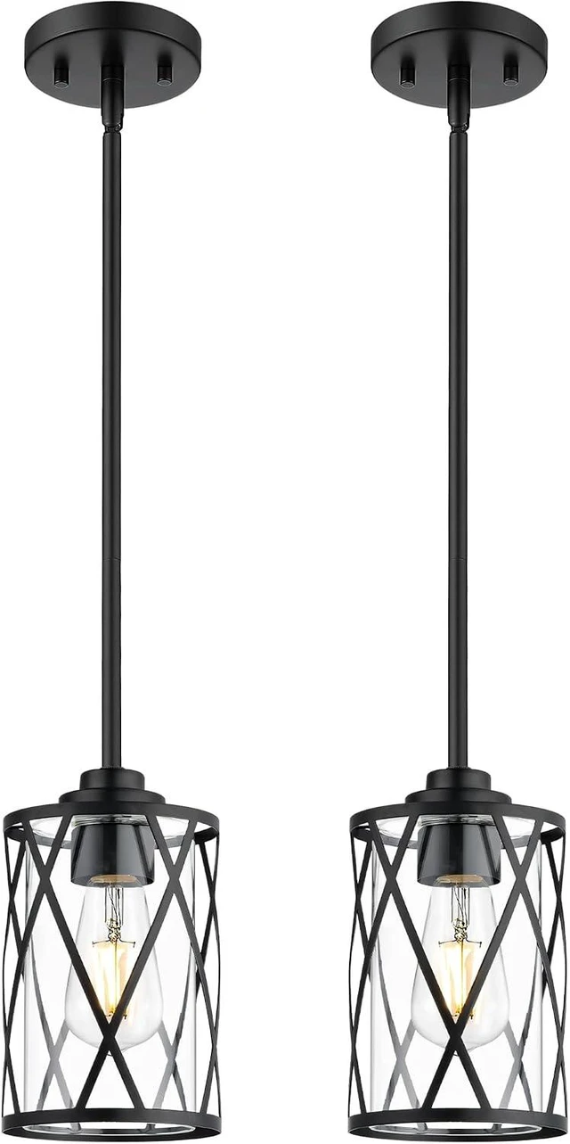 Main image of Beionxii Clear Glass Pendant Lights Kitchen Island, Pendant Light 2 Pack