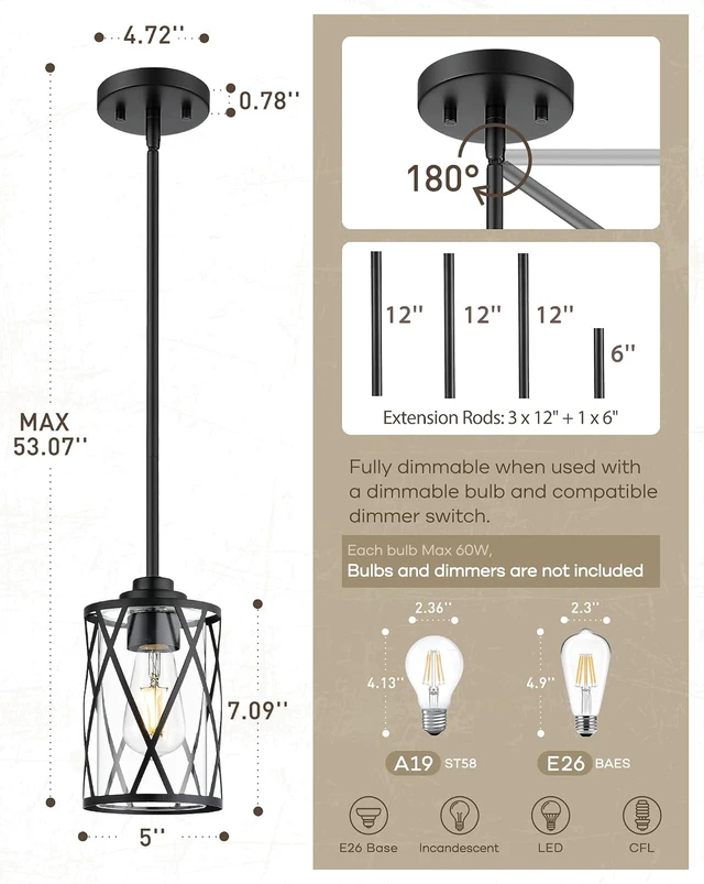 Alt view image 3 of 7 - Beionxii Clear Glass Pendant Lights Kitchen Island, Pendant Light 2 Pack