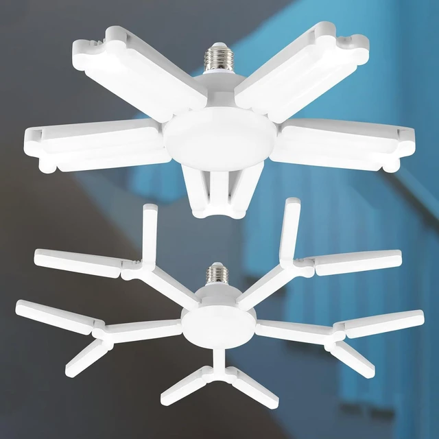Main image of 2 Pack Garage Light Super Bright 6500K LED Ceiling Lamp Deformable Screw in E26/E27 Shop Light for Workshop Basement Attic Warehouse
