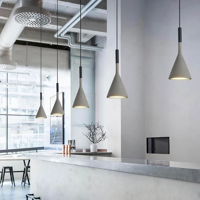 Alt view image 5 of 7 - Farmhouse Black Pendant Light Fixtures 1-Light Concrete Industrial Kitchen Island Pendant Lighting for Dining Room Bedroom Hallway Pendant Ceiling Lamp