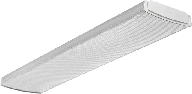 Main image of Lithonia Lighting 4 Foot LED Wraparound Ceiling Light, Low-Profile Curved Basket Ceiling Light Fixture, Dimmable, 3000K Warm White, MVOLT 120-277V, Damp Listed for Garage Lighting and Closets
