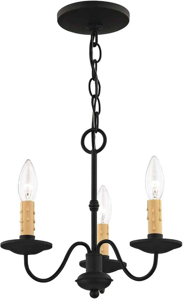 Alt view image 3 of 6 - Livex Lighting 4463-04 Heritage 3-Light Chandelier, Black