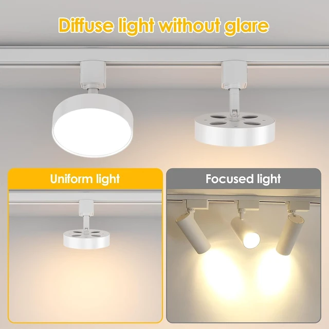 Alt view image 2 of 7 - Diffuse LED Track Lighting Heads H Type, 12W 3000K, 6 Pack White