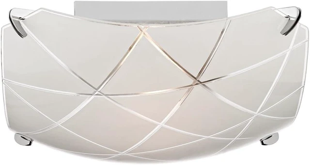Main image of Lattice 13 3/4" Wide Chrome Frosted Glass Flush Mount Ceiling Light Fixture