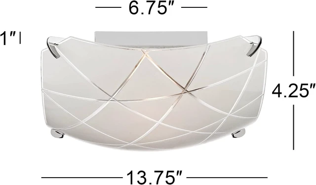 Alt view image 3 of 6 - Lattice 13 3/4" Wide Chrome Frosted Glass Flush Mount Ceiling Light Fixture