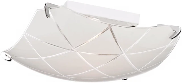 Alt view image 4 of 6 - Lattice 13 3/4" Wide Chrome Frosted Glass Flush Mount Ceiling Light Fixture