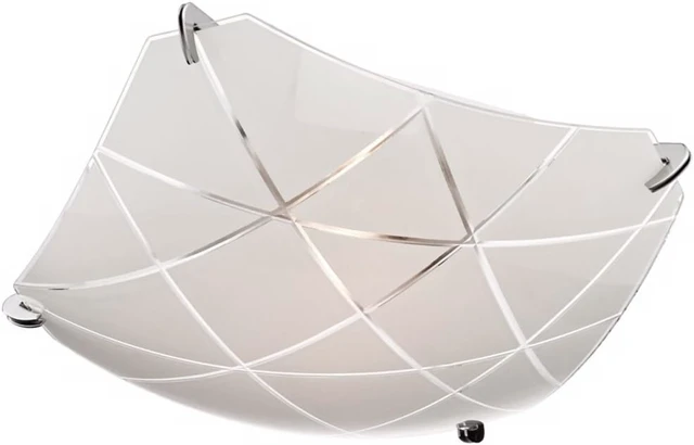 Alt view image 5 of 6 - Lattice 13 3/4" Wide Chrome Frosted Glass Flush Mount Ceiling Light Fixture