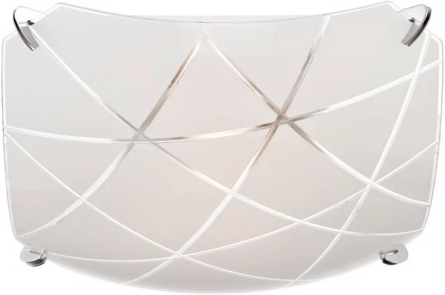 Alt view image 6 of 6 - Lattice 13 3/4" Wide Chrome Frosted Glass Flush Mount Ceiling Light Fixture