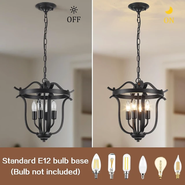 Alt view image 5 of 7 - Black Farmhouse Chandelier,4 Light Ceiling Light Fixtures for Dining Room