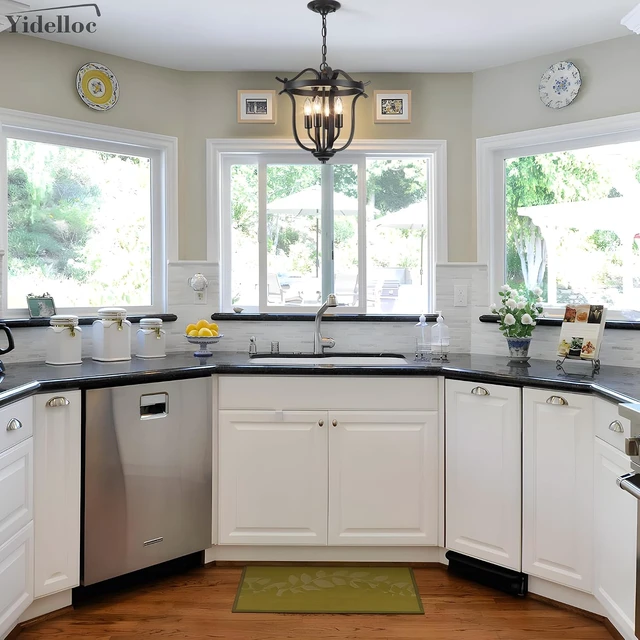 Alt view image 6 of 7 - Black Farmhouse Chandelier,4 Light Ceiling Light Fixtures for Dining Room