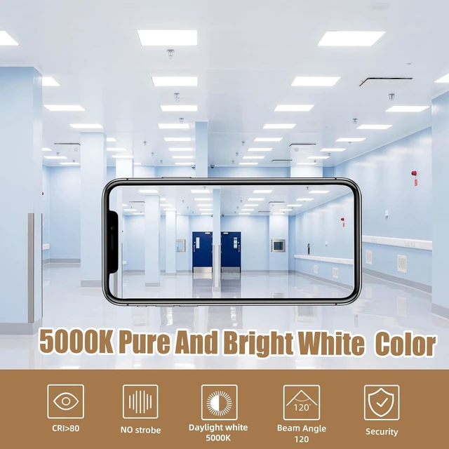 Alt view image 6 of 7 - 6 Pack 2x2 LED Flat Panel Light 45W,5800LM, Edge-Lit 2x2FT LED Panel Drop Ceiling Light Fixtures,5000K Daylight White,0-10V Dimmable Troffer Lights,Works from 110-277V AC