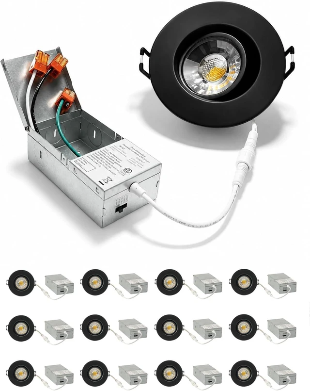 Main image of 3 Inch LED Recessed Light,Adjustable Canless Downlight,Black 12P