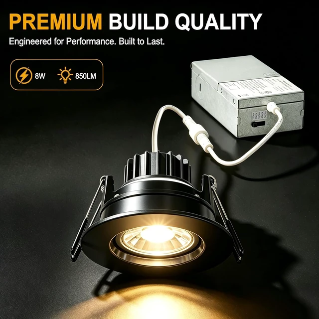 Alt view image 3 of 7 - 3 Inch LED Recessed Light,Adjustable Canless Downlight,Black 12P