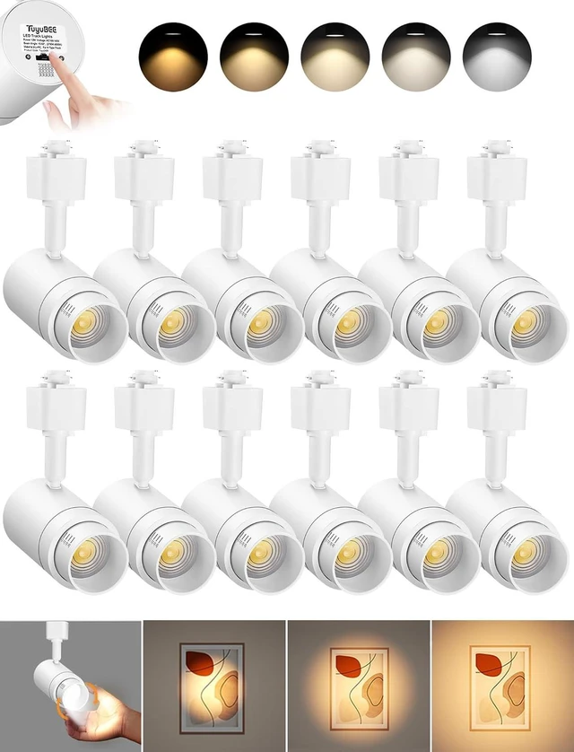 Main image of 5-Color Zoomable H Track Lighting Heads Dimmable 12W 12 Pack White