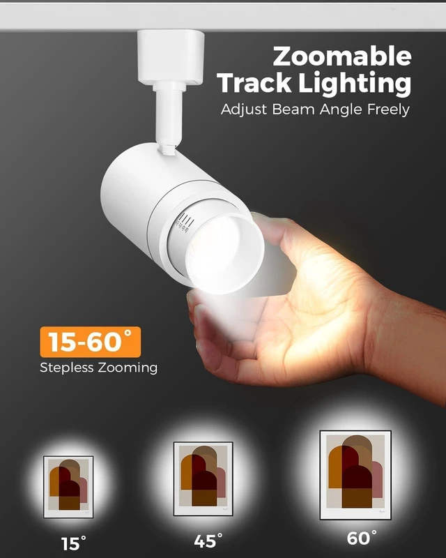 Alt view image 2 of 7 - 5-Color Zoomable H Track Lighting Heads Dimmable 12W 12 Pack White