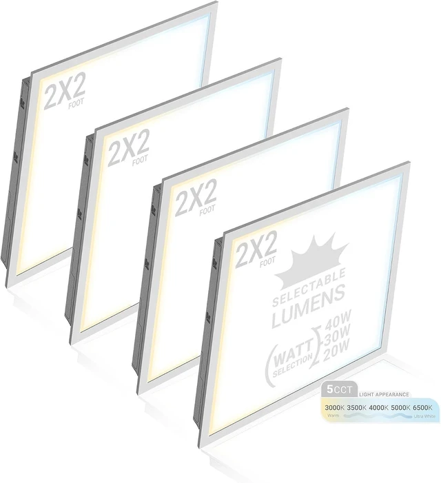 Main image of NUWATT 2x2 LED Flat Panel Lights, 40W/30W/20W, 5CCT 30K-65K, DLC, 4 Pack