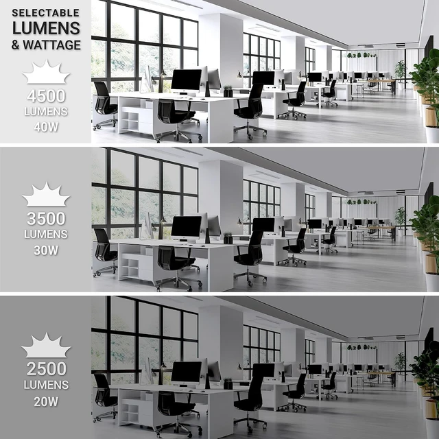 Alt view image 4 of 7 - NUWATT 2x2 LED Flat Panel Lights, 40W/30W/20W, 5CCT 30K-65K, DLC, 4 Pack