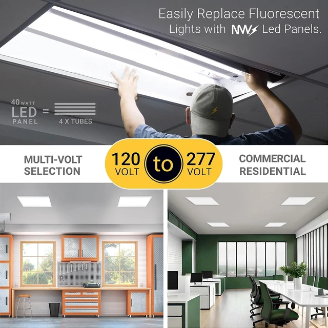 Alt view image 6 of 7 - NUWATT 2x2 LED Flat Panel Lights, 40W/30W/20W, 5CCT 30K-65K, DLC, 4 Pack
