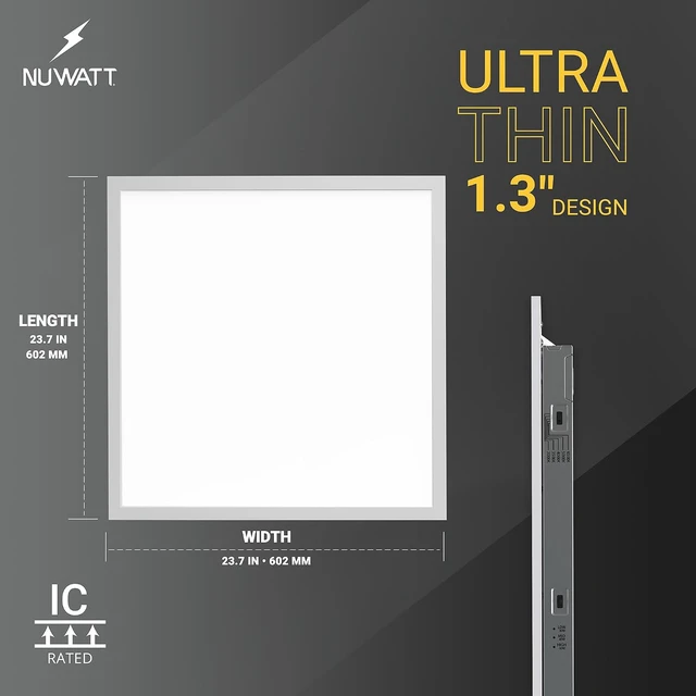Alt view image 7 of 7 - NUWATT 2x2 LED Flat Panel Lights, 40W/30W/20W, 5CCT 30K-65K, DLC, 4 Pack