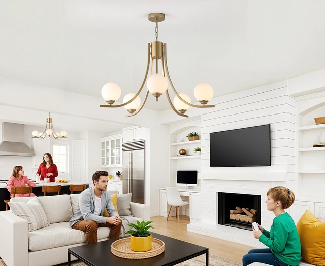 Alt view image 6 of 7 - Modern Farmhouse Chandeliers for Dining Room,Modern Sputnik Dining Room Light Fixtures,Adjustable Chandelier for Living Room Bedroom Kitchen Island